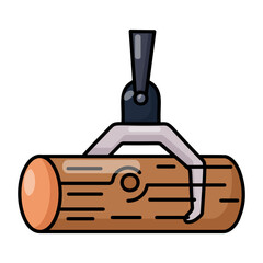 Claw Log Grapple Hook concept, Log Lifting Tongs Grabber vector outline design, timber and lumber Symbol,  forest Deforestation products Sign,mill yard and sawworks stock illustration