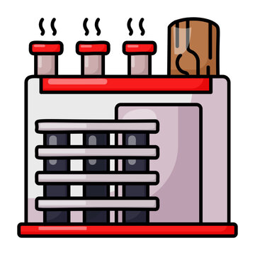 factory building with red accents and smoke clip art preview