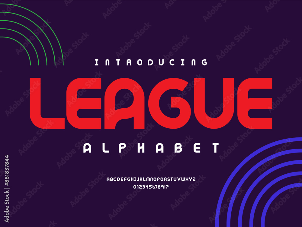 Poster vector of stylized alphabet design with uppercase, numbers and symbols