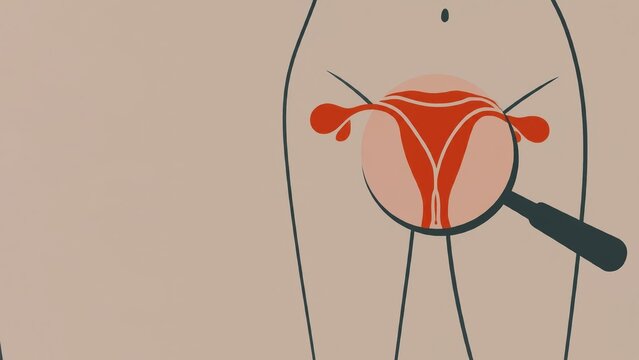 magnification of vulva, clitoris. Metaphor of exploring female sexuality - spot-g and vaginal orgasm, stimulation of clitoris, erogenous zone illustration