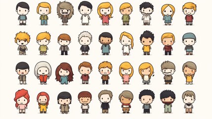 Colorful Illustration of Diverse Cartoon Characters