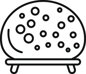 Line drawing of a round pouf with wooden legs, embodying modern interior design trends