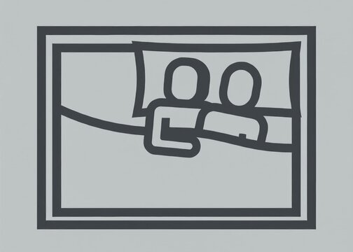 Sexual intercouse - couple is having sex in bed. Ban and prohibition of sexual activity because of rejection and refusal, asexuality, celibacy and abstinence. Simple illustration and pictograms