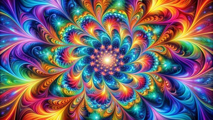 Fototapeta premium Vibrant, iridescent smoke explosion against a pristine white background, showcasing mesmerizing, abstract, swirling patterns and kaleidoscopic colors in high contrast.