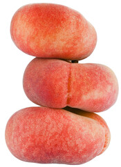 Set Chinese flat peaches isolated on a transparent background. Fig peaches.
