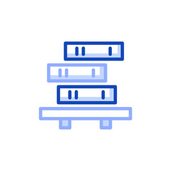 Vector outline icon depicting binders stacked on top of each other. School folders placed on a shelf