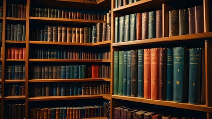 of various books on shelves in the library, library, books, education, reading, literature, shelves, knowledge.