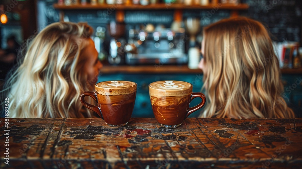 Poster teachers in a casual conversation while enjoying a coffee break stock photo with copy space