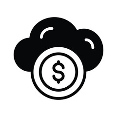 Dollar coin with cloud showing concept icon of passive income, ready to use vector