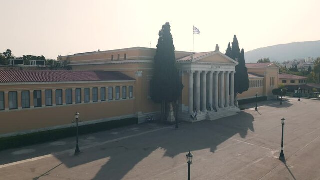 Zappeion Hall Neoclassical Megaron Athens Aerial Cinematic footage 50 fps