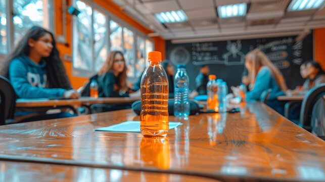 Colleagues sharing teaching resources and materials during a meeting Stock Photo with copy space