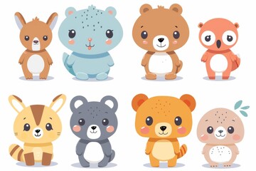 Obraz premium Adorable Cartoon Animals Set
