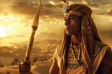 Egyptian Pharaoh with Pyramids in the Background © Aleksandar