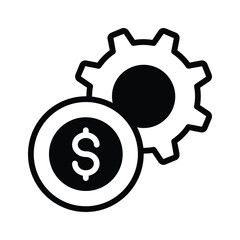 Dollar coin with cogwheel showing concept vector of money management