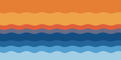 Orange, Brown and Blue Wavy Lines Pattern - Background Design