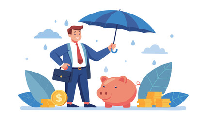 Businessman investor holding high stack of dollar coins, representing compound interest, profitable investments, and economic growth and prosperity © Rosie