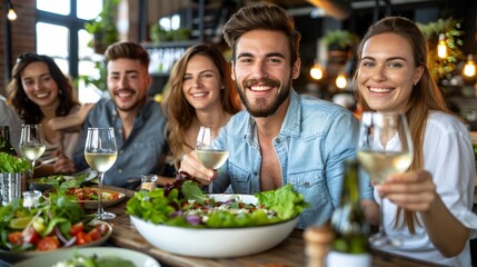 Fototapeta premium Educator and family sharing a special meal to unwind after a busy day Stock Photo with copy space
