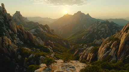 Beautiful view of Huangshan Mountains at sunrise.