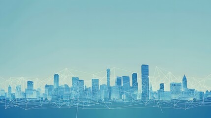 Obraz premium city building with network connection illustration
