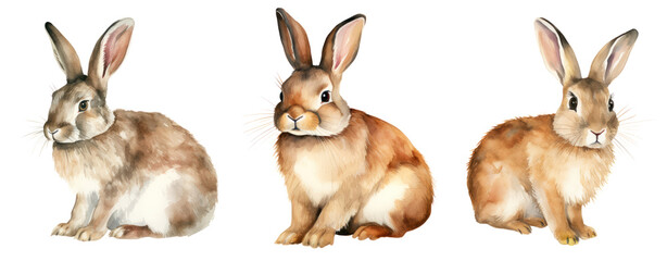 watercolor rabbit cut out transparent brown