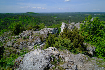 Zborow Mountain. Limestone rocks. Beautiful panorama