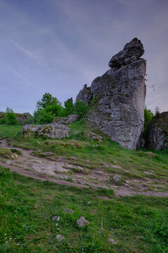 Zborow Mountain. Limestone rocks. Beautiful panorama. Polish Jura. Poland