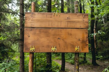 Blank Wooden Sign A wooden message board with clips for people to leave messages at a campground