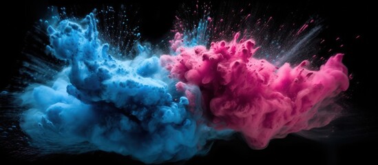 Fototapeta premium Abstract Blue and Pink Ink Explosions in Water