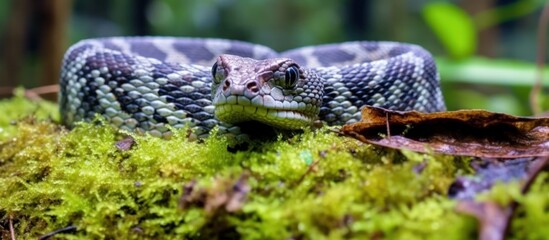 Naklejka premium Close-up of a Snake in Green Foliage