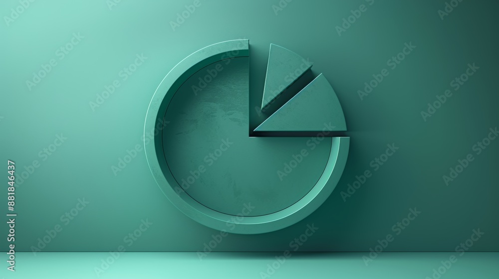 Poster minimalist pie chart with different sections in green color.