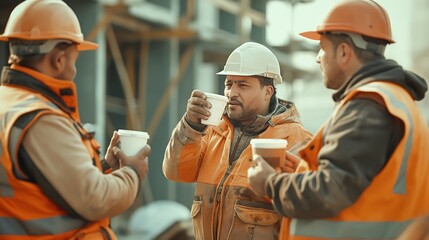 Worker taking a coffee break talk together