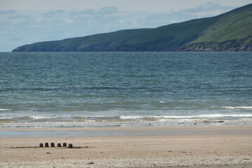 Sandcastle towers in a bay on the Atlantic