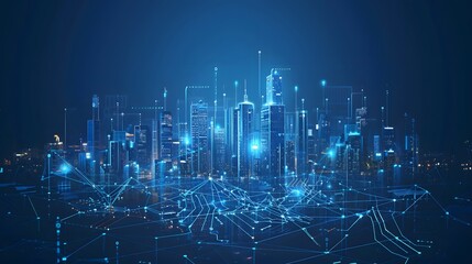Obraz premium city building with network connection illustration