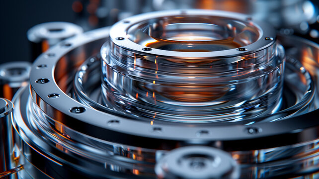 Close-up of a mobile phone lens disassembled in layers