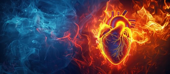 Obraz premium Burning Heart in a Fiery Embrace