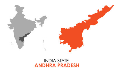 Naklejka premium Andhra Pradesh map of Indian state. Andhra Pradesh map vector illustration. Andhra Pradesh vector map on white background.