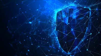 Security, shield lock in futuristic polygonal style. Concept of internet privacy or cyber protection or antivirus. Vector illustration