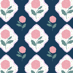 Vintage pattern with roses. Print for greeting card, wrapping paper, textile, wallpaper and invitation background.