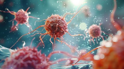 Obraz premium Microscopic View of Cancer Cells