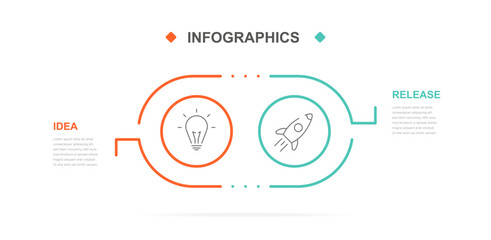 Modern linear infographics for business. Infographics for presentations, websites, booklets. A timeline with two options. Business template