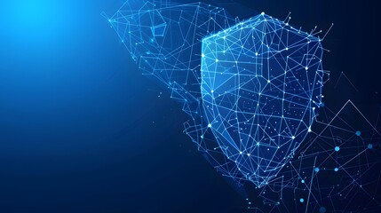 Security, shield lock in futuristic polygonal style. Concept of internet privacy or cyber protection or antivirus. Vector illustration