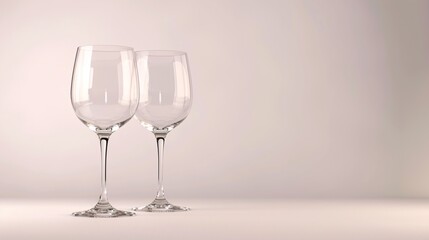 Fototapeta premium Pair of wine glasses set elegantly against a white backdrop.