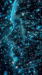 Obraz premium Digital AI, human brain, head, background ideal for technological operations, neural networks, data, digital, visual presentation