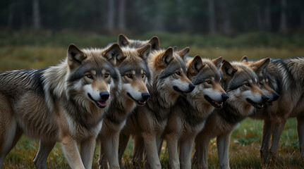 Naklejka premium pack of wolves, generative.ai 