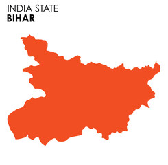 Bihar map of Indian state. Bihar map vector illustration. Bihar vector map on white background. 