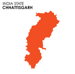 Chhattisgarh map of Indian state. Chhattisgarh map vector illustration. Chhattisgarh vector map on white background.