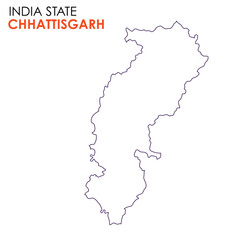 Chhattisgarh map of Indian state. Chhattisgarh map vector illustration. Chhattisgarh vector map on white background.