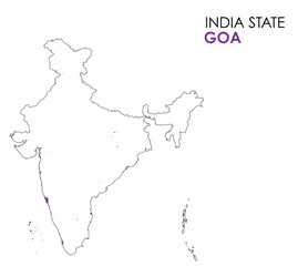 Goa map of Indian state. Goa map vector illustration. Goa vector map on white background.