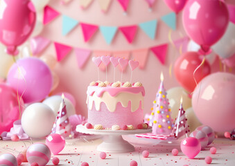 Birthday party invitation card background, photorealistic 