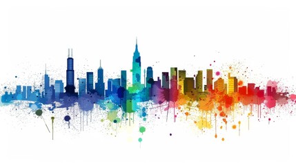 Obraz premium Vibrant Cityscape in a Splash of Color